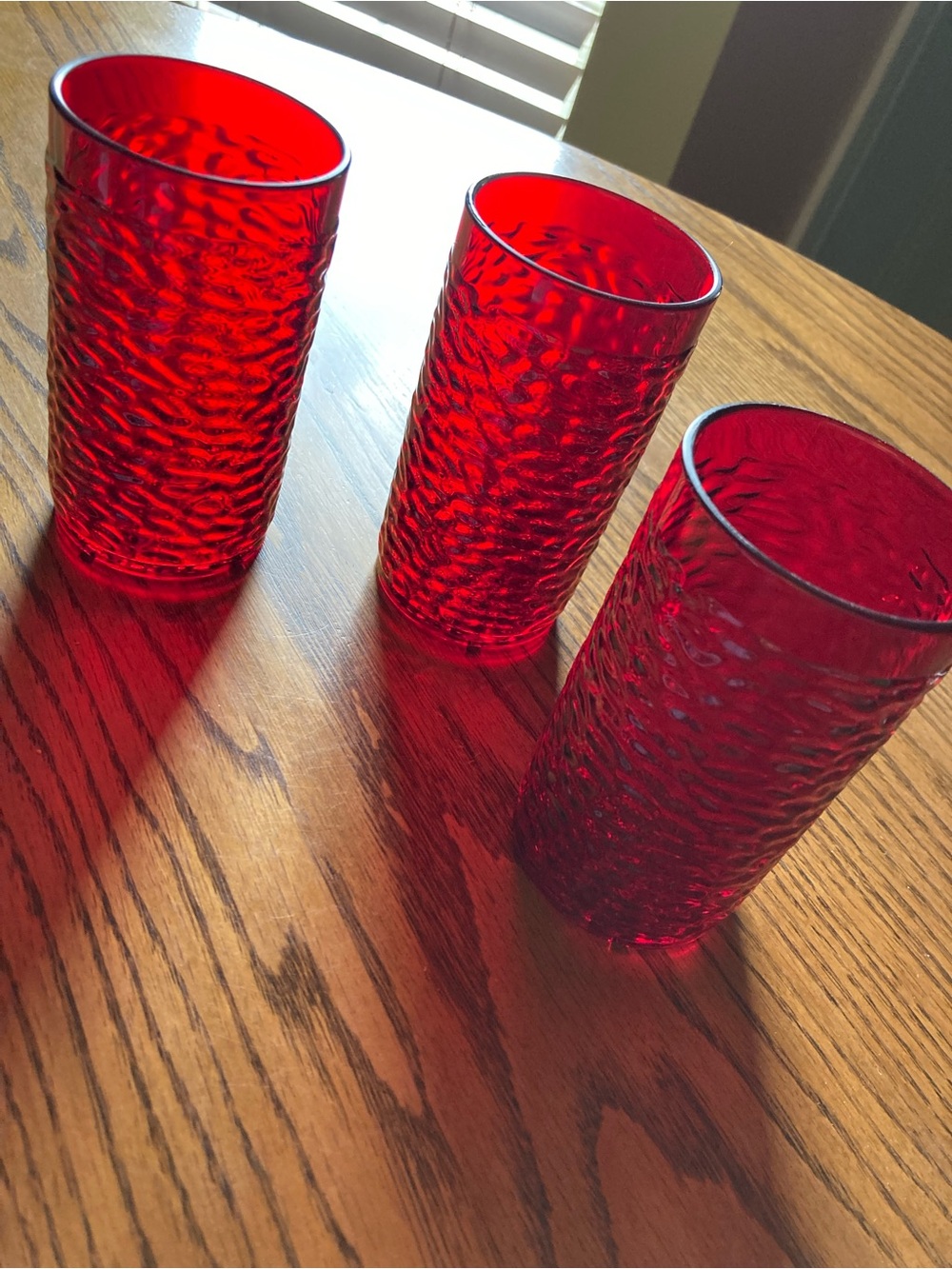Red Textured Glass Tumbler - Set of 3 VTG Pizza Hut Tumblers
